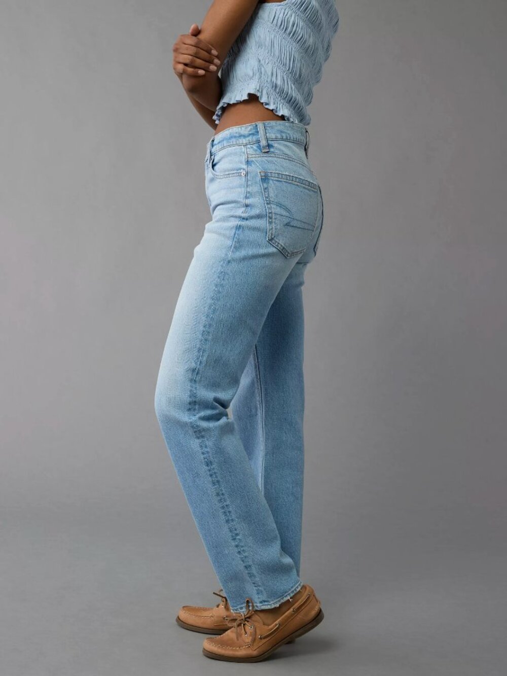 American Eagle AE Stretch Super High-Waisted Straight Jean Women size 6 Regular - Picture 4 of 16